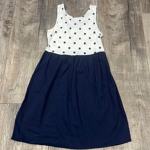Old Navy- navy polka dot sleeveless fit and flare dress. Size M (8). Like new
